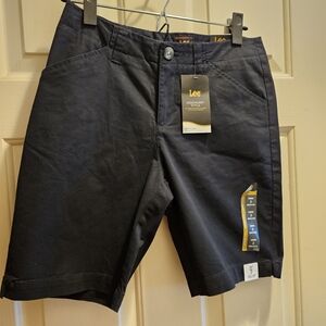 Lee Womens Black Bermuda Shorts 9" Inseam New With Tag